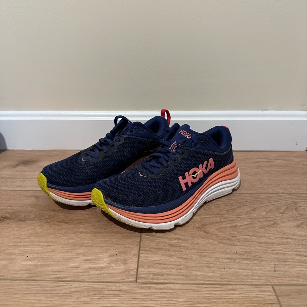 HOKA Navy and Coral Running Shoes